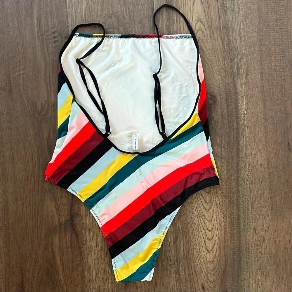 Solid & Striped The Chelsea Striped Swimsuit sz L